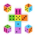 Colorful Paper Dice Template isolated on white Royalty Free Stock Photo