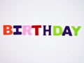 Colorful paper English alphabet of Birthday isolated on white background ,celebration happy birthday