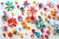 colorful paper flower craft. tolerance towards others. inventiveness in children's crafts. a white background Royalty Free Stock Photo