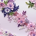 Colorful Paper Flowers In Pink And Purple On White Background