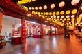 Colorful paper lanterns decoration during Chinese new year at Puu Jih Shih Temple Sandakan Royalty Free Stock Photo