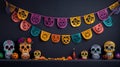 Colorful Sugar Skulls And Candles: A Dark And Intricate Tabletop Photography