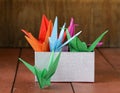 Colorful paper origami birds Japanese Royalty Free Stock Photo