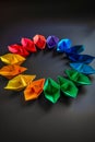 Colorful paper origami boats, DEI, diversity, equity and inclusion concept,