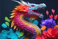 Colorful paper origami craft made dragon