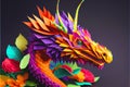 Colorful paper origami craft made dragon