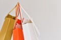 colorful paper shopping bag on a white background. close up Royalty Free Stock Photo