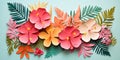 Colorful paper tropical blooms. AI generative Royalty Free Stock Photo