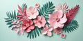 Colorful paper tropical blooms. AI generative Royalty Free Stock Photo