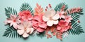 Colorful paper tropical blooms. AI generative Royalty Free Stock Photo