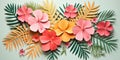 Colorful paper tropical blooms. AI generative Royalty Free Stock Photo