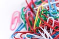 Colorful paperclips in closeup macro studio shot Royalty Free Stock Photo