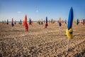 Colorful parasols on Deauville beach Royalty Free Stock Photo