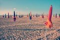 Colorful parasols on Deauville beach, France Royalty Free Stock Photo