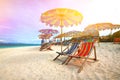 Colorful parasols on a tropical island