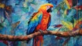 Colorful Parrot Artwork With Abstract Background By David Michael Bowers
