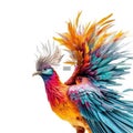 Colorful parrot bird isolated on white background.bird like phoenix. 3D illustration realistic.AI generated