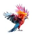 Colorful parrot bird isolated on white background.bird like phoenix. 3D illustration realistic.AI generated