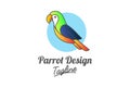 Colorful Parrot Bird Mascot Character Cartoon Logo Design Royalty Free Stock Photo