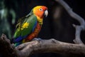 Colorful parrot branch. Generate Ai