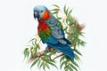 colorful parrot on a branch.