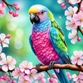 colorful parrot 3d illustration