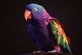 colorful Parrot, on dark background, beautiful parrot Generative Ai