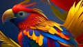 Colorful parrot on a dark background. 3d illustration