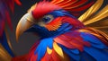 Colorful parrot on a dark background. 3d illustration