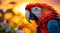 Colorful Parrot in the Golden Sunset