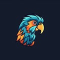 Colorful Parrot Head Mascot Design In Dark Cyan And Amber Royalty Free Stock Photo