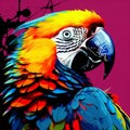 Colorful Parrot In High-contrast Pop Art Style