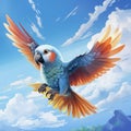 Colorful Parrot In Hyper-detailed 2d Game Art: Commission For Free Brushwork