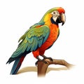 Colorful Parrot Illustration With Detailed Shading And Free Brushwork