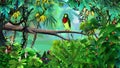 Colorful parrot in a jungle
