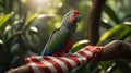 Beautiful Red-lored Amazon Parrot Perched on a Branch Royalty Free Stock Photo