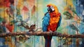 Colorful Parrot: A Mysterious Jungle Sculptural Painting
