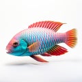 Colorful Parrotfish Swimming In A White Background