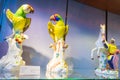 Colorful parrots figurines Meissen porcelain Germany
