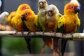 Colorful parrots looking at the camera. Royalty Free Stock Photo