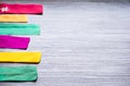 Colorful part of korean dress on wood background