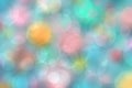 Colorful party background. Abstract pastel blue turquoise pink yellow texture with blurred bokeh lights and soft color circles. Royalty Free Stock Photo