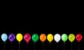 Colorful Party Balloons on Black