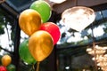 colorful party balloons Festive party and decoration, happy birthday, Christmas, New Year, 2024 Royalty Free Stock Photo