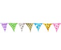 Colorful party bunting flag watercolor drawing isolated on white background. Royalty Free Stock Photo