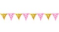 Colorful party bunting flag watercolor drawing isolated on white background. Royalty Free Stock Photo