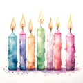 Colorful party candles on a white background. Generative AI