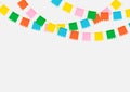 Colorful party garlands flags hanging on white background with copy space, vector element, template illustration for flyer, poster Royalty Free Stock Photo