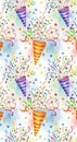 Colorful Party Hats and Confetti Pattern Royalty Free Stock Photo