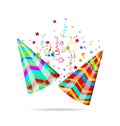 Colorful party hats with confetti for your holiday Royalty Free Stock Photo